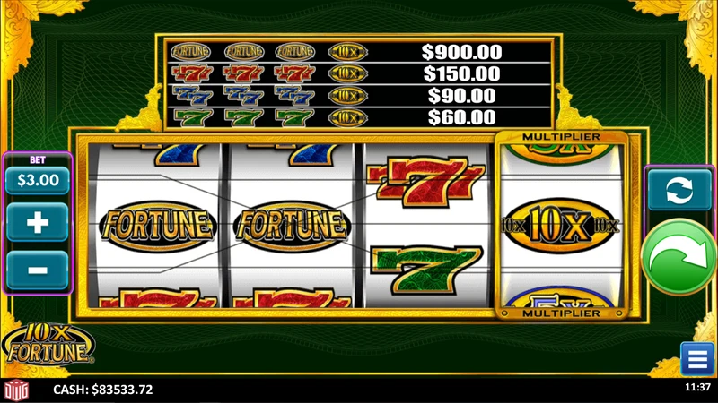 10X Fortune slot gameplay — classic fortune themed reels
