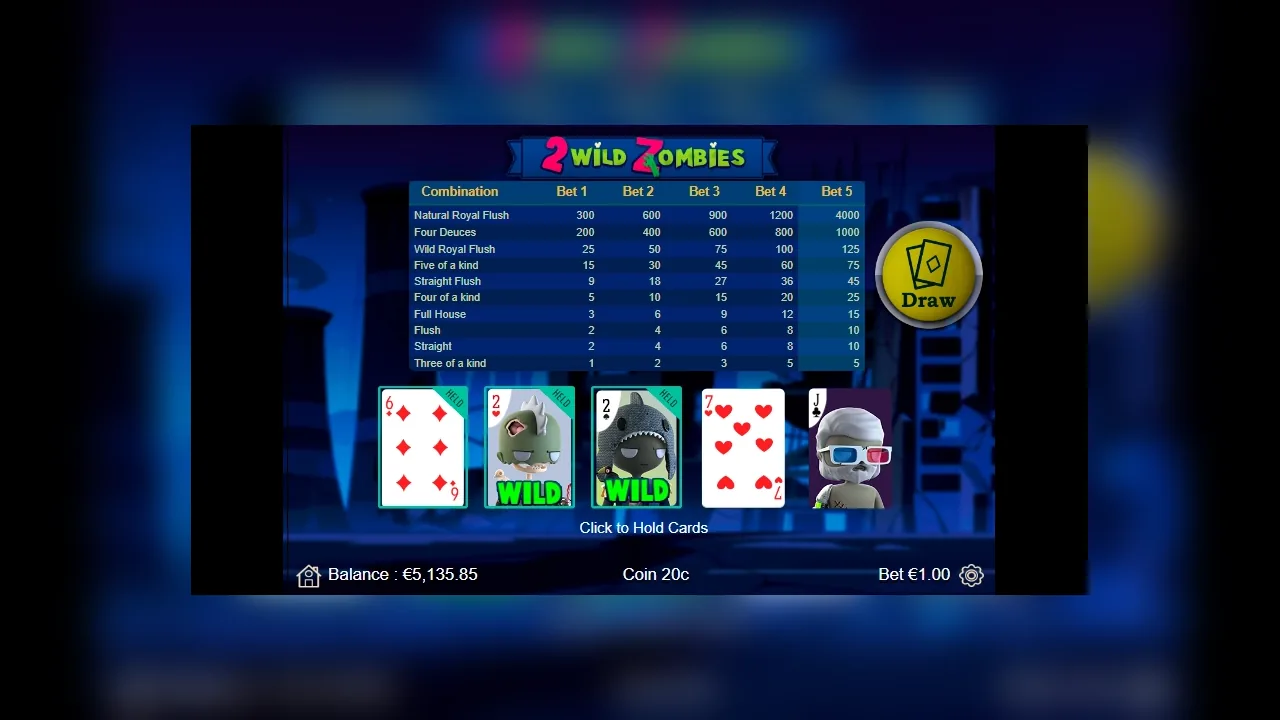 2 Wild Zombies loaded game interface with active controls