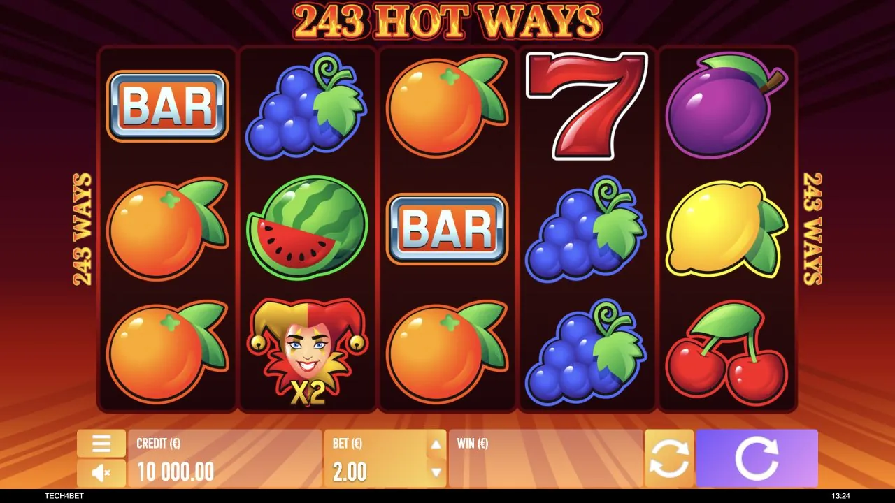 243 Hot Ways loaded gameplay screen with reels and controls visible