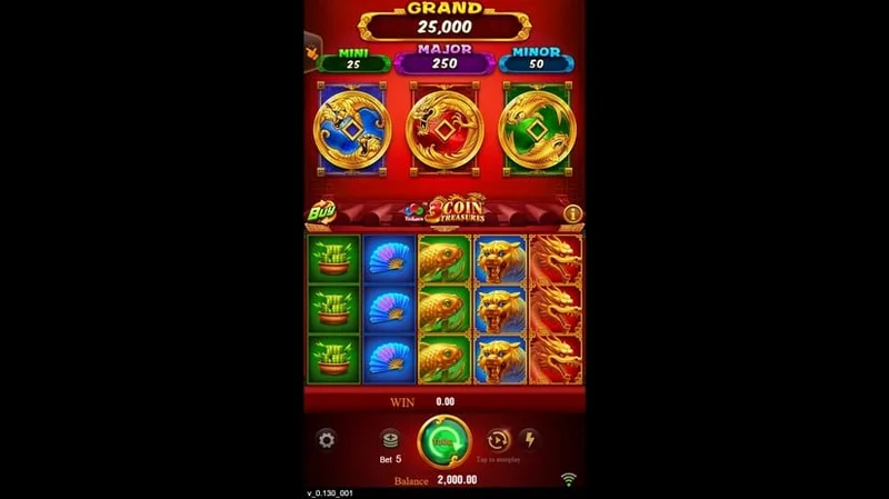 3 Coin Treasures slot gameplay — treasure chest jackpot reels