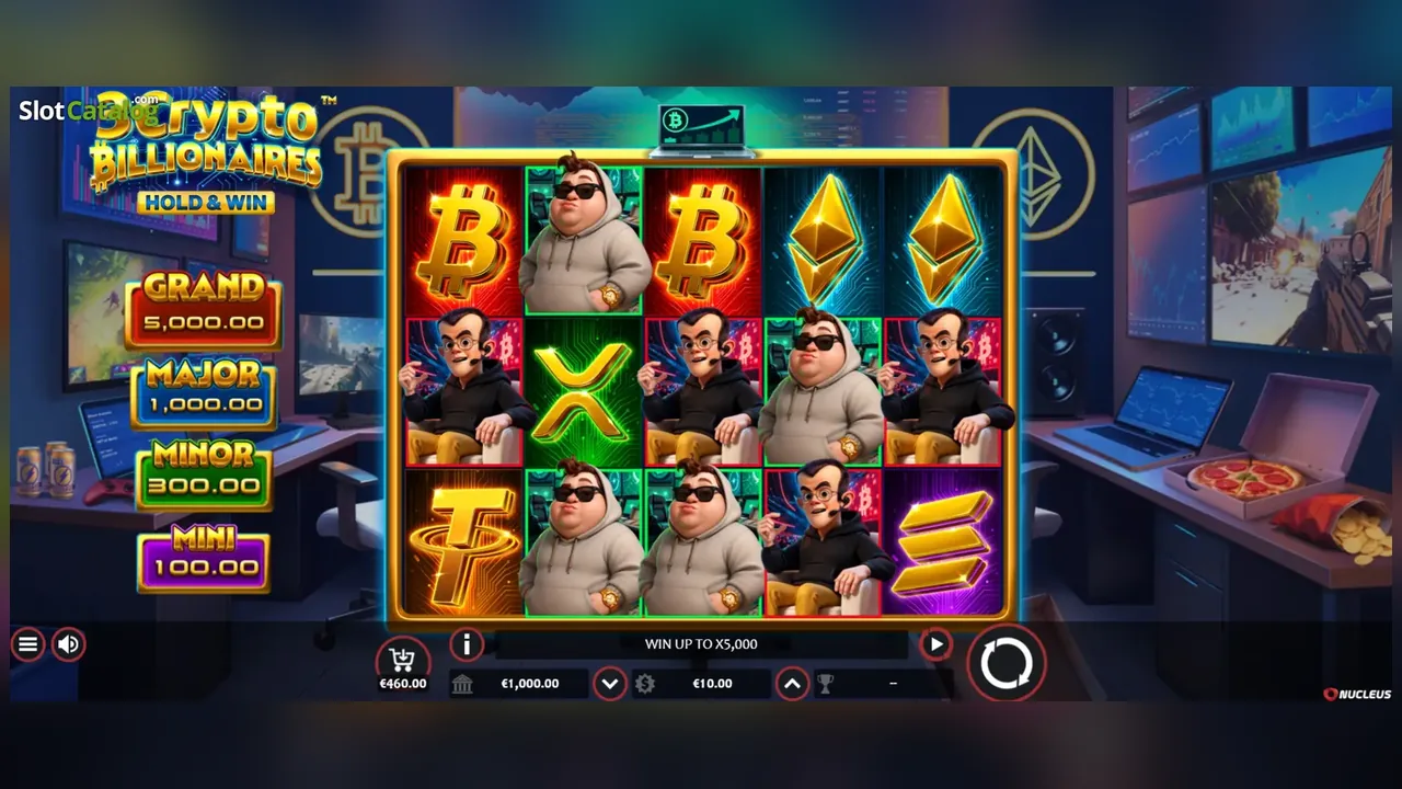 3 Crypto Billionaires: Hold & Win loaded gameplay interface with reels and controls