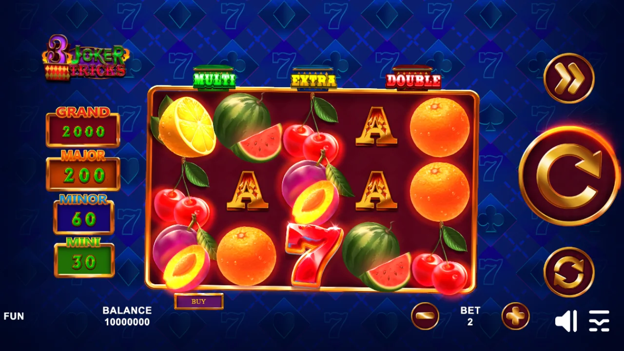 3 Joker Tricks loaded gameplay interface with active controls visible