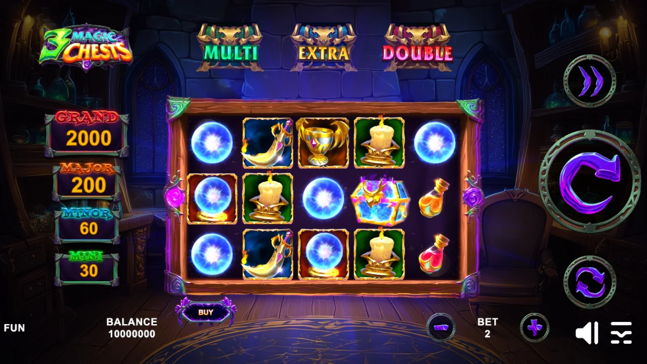 3 Magic Chests loaded gameplay interface with active controls visible