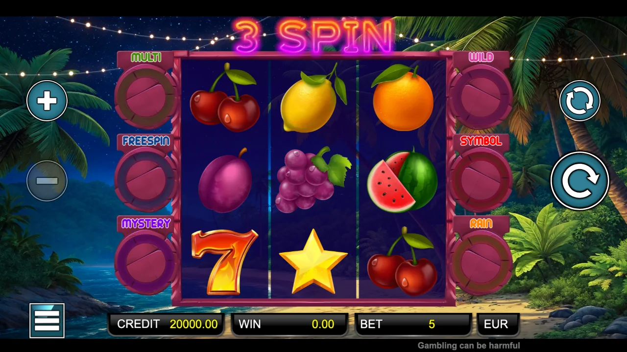 3 Spin loaded gameplay interface with active controls visible