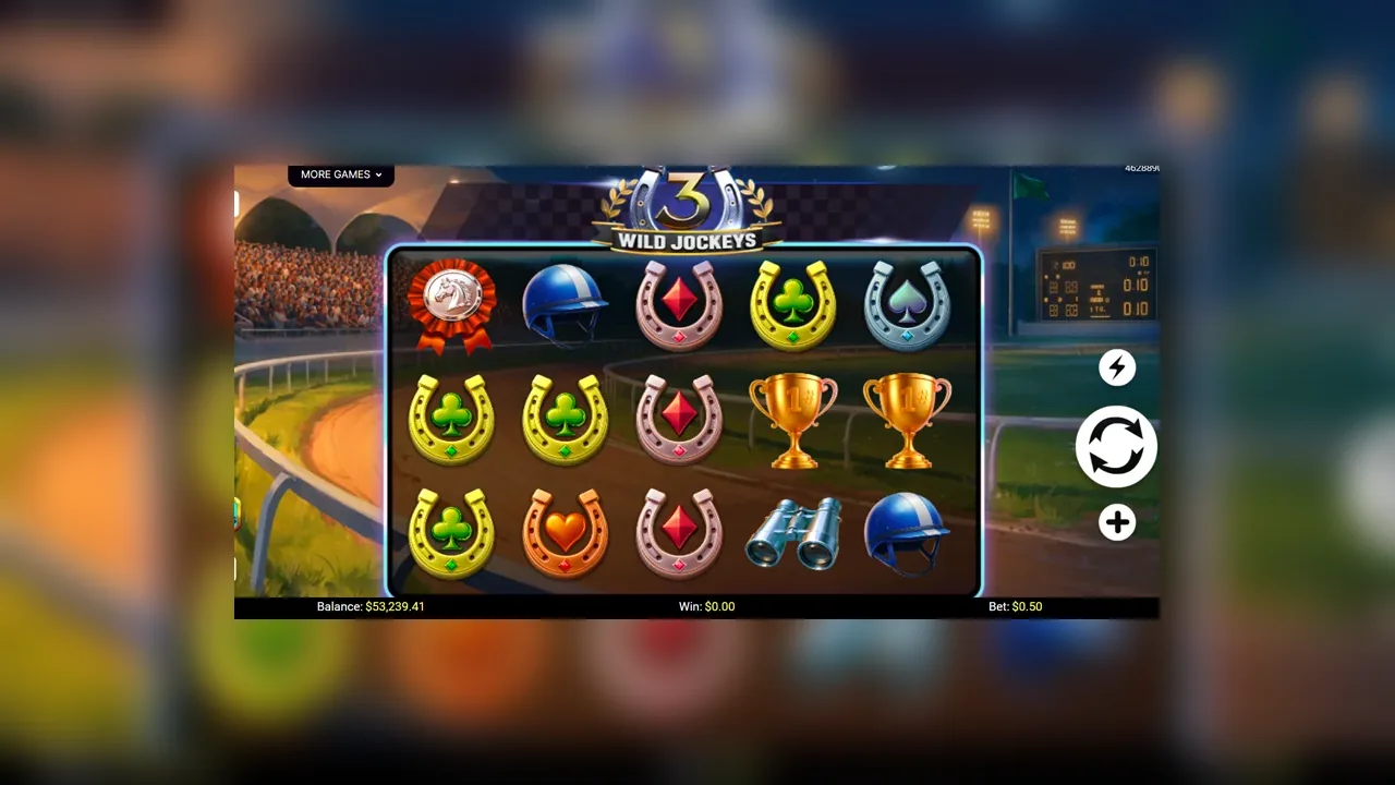 3 Wild Jockeys loaded game interface with active controls