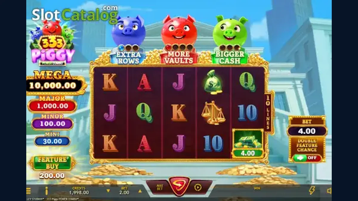 333 Piggy Power Combo gameplay screenshot showing the reels and game interface