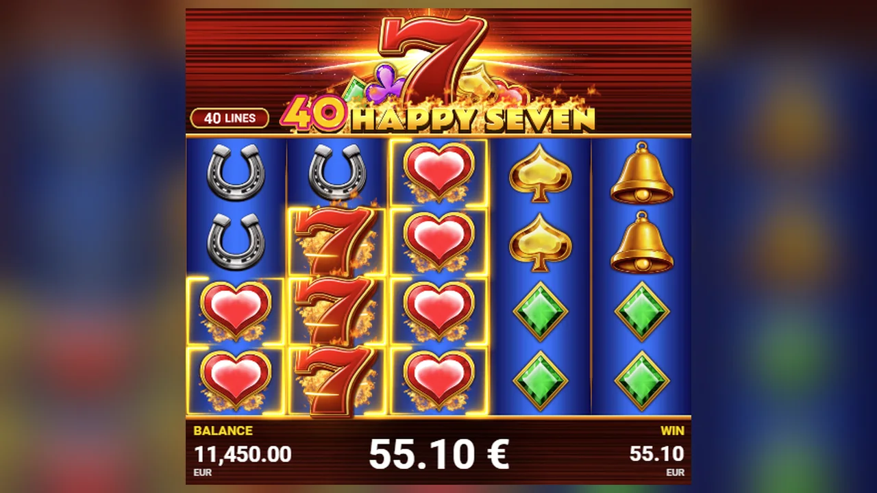 40 Happy Seven gameplay screen with reels, symbols and controls visible