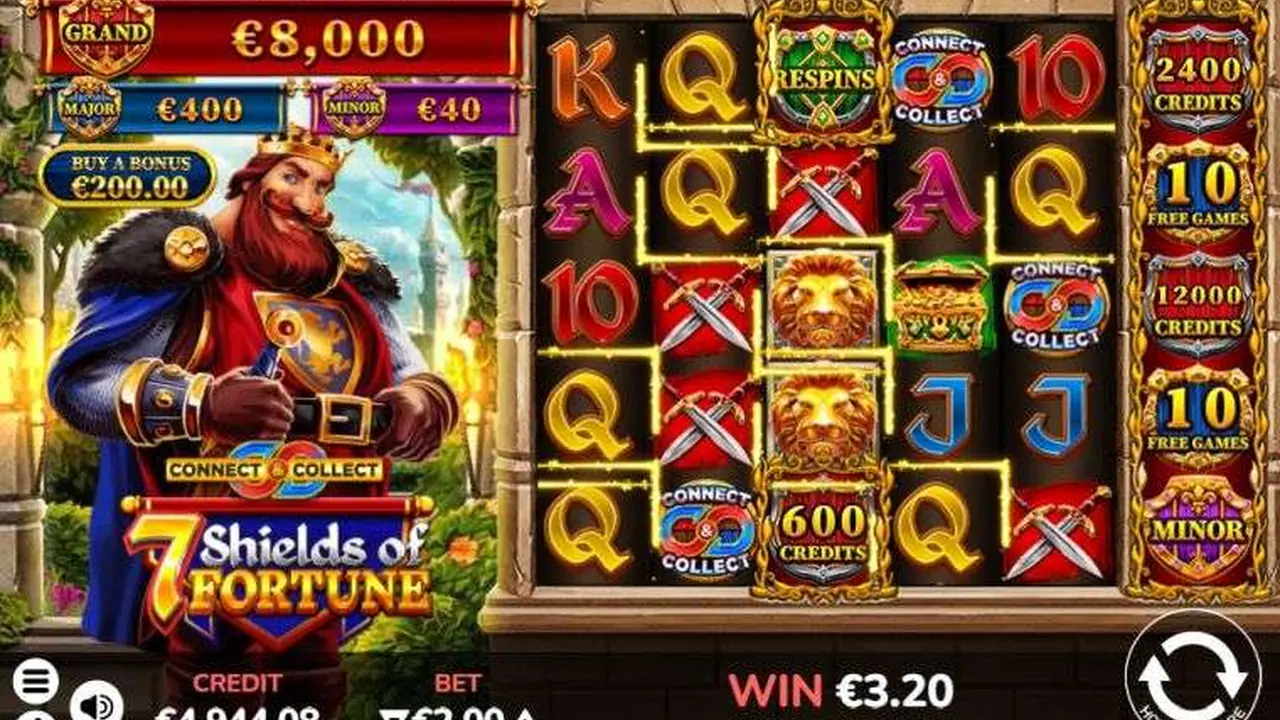 7 Shields of Fortune official loaded gameplay interface with active controls visible
