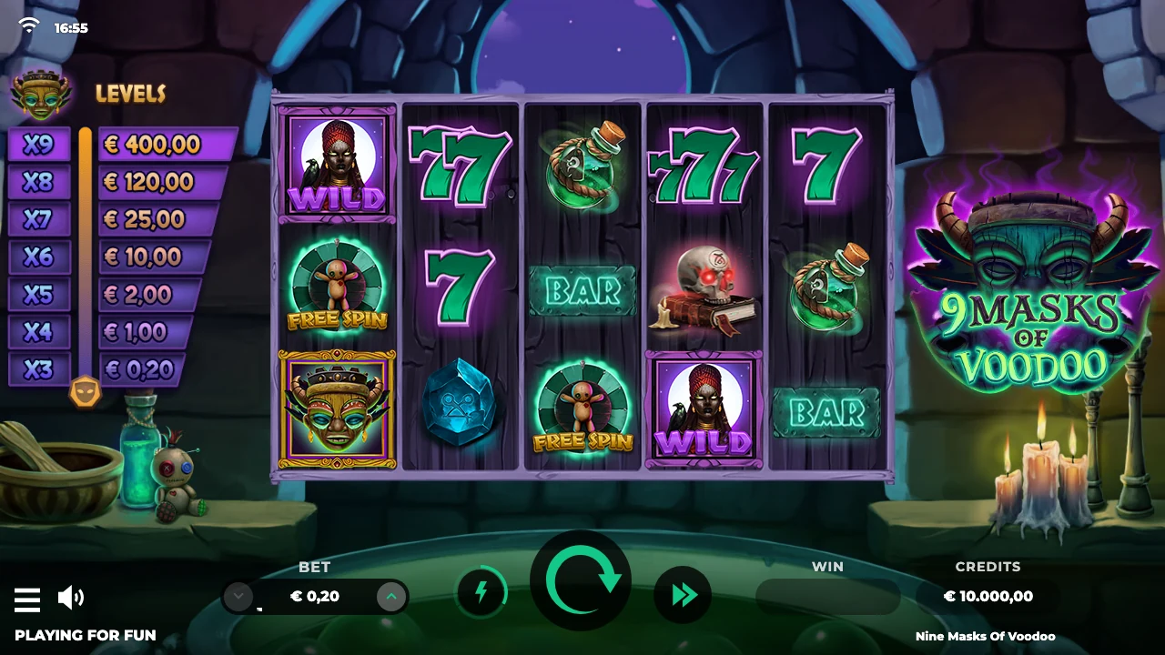 9 Masks of Voodoo loaded gameplay interface with active controls visible