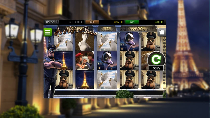 A Night in Paris slot gameplay — Paris heist themed 3D reels