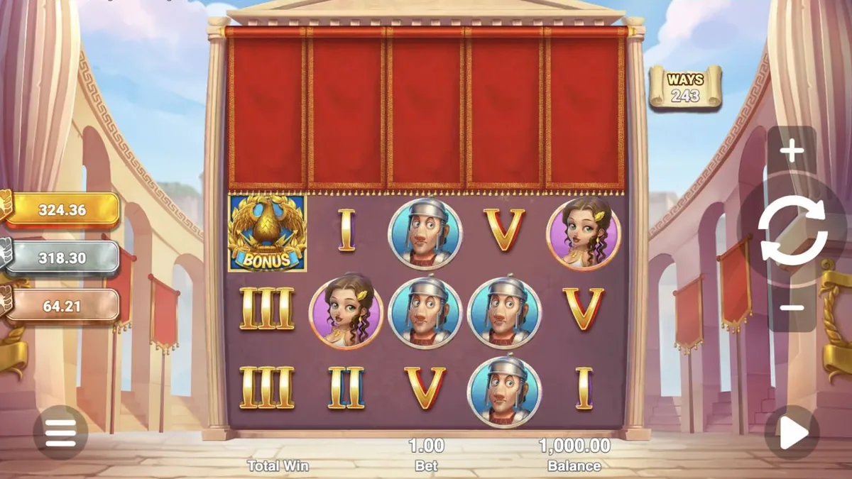 Ave Caesar DynamicWays Smash Pots gameplay showing the changing reels and controls