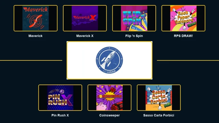 AD LUNAM logo surrounded by its complete game range