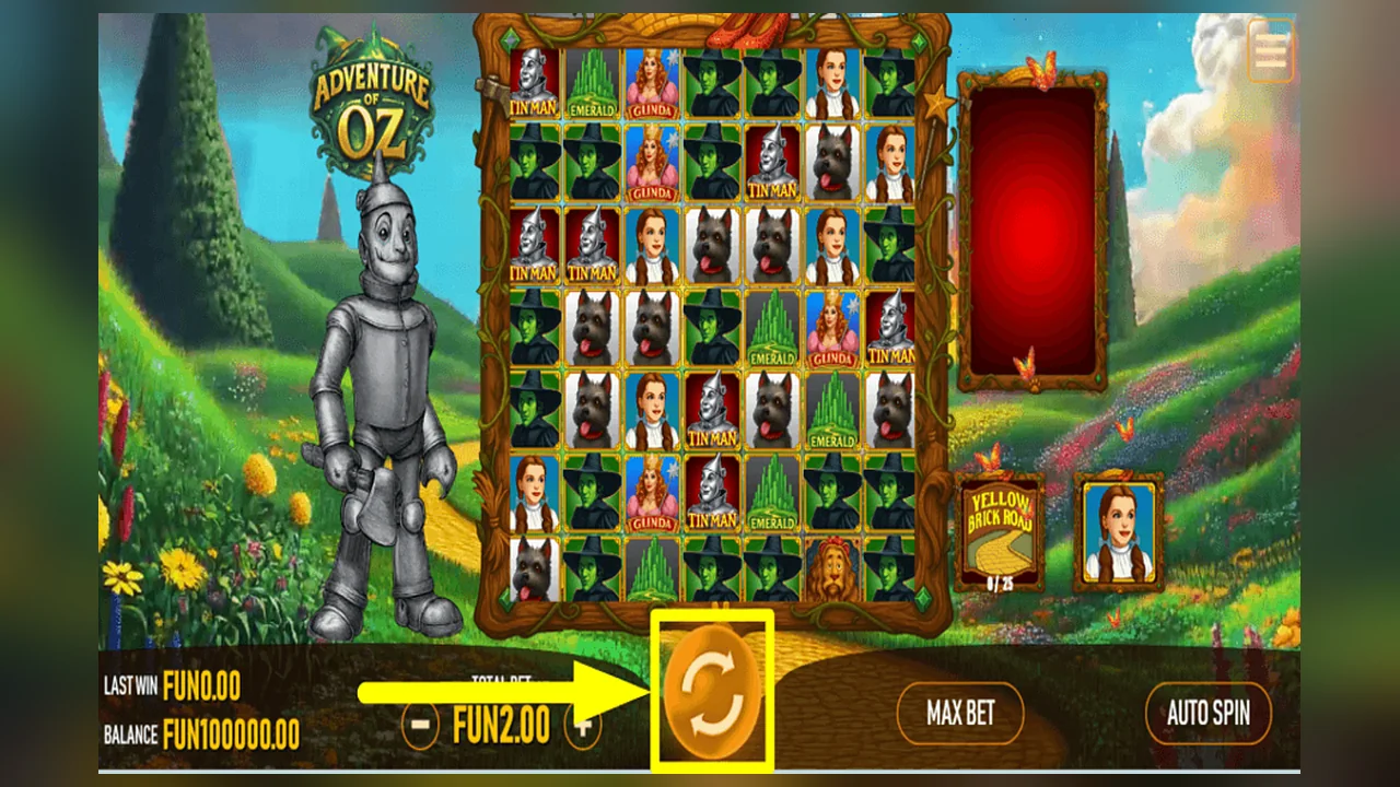Adventure of Oz gameplay screen with the game interface and controls visible
