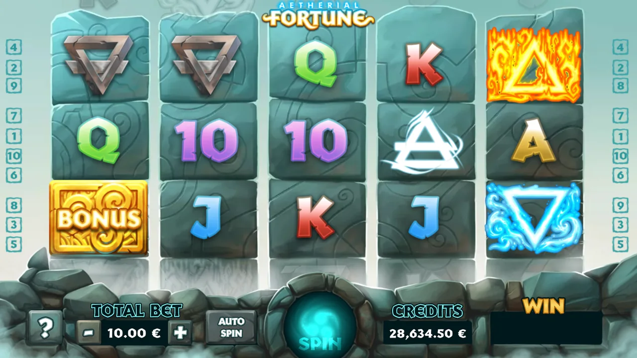 Aetherial Fortune official loaded gameplay interface with active controls visible