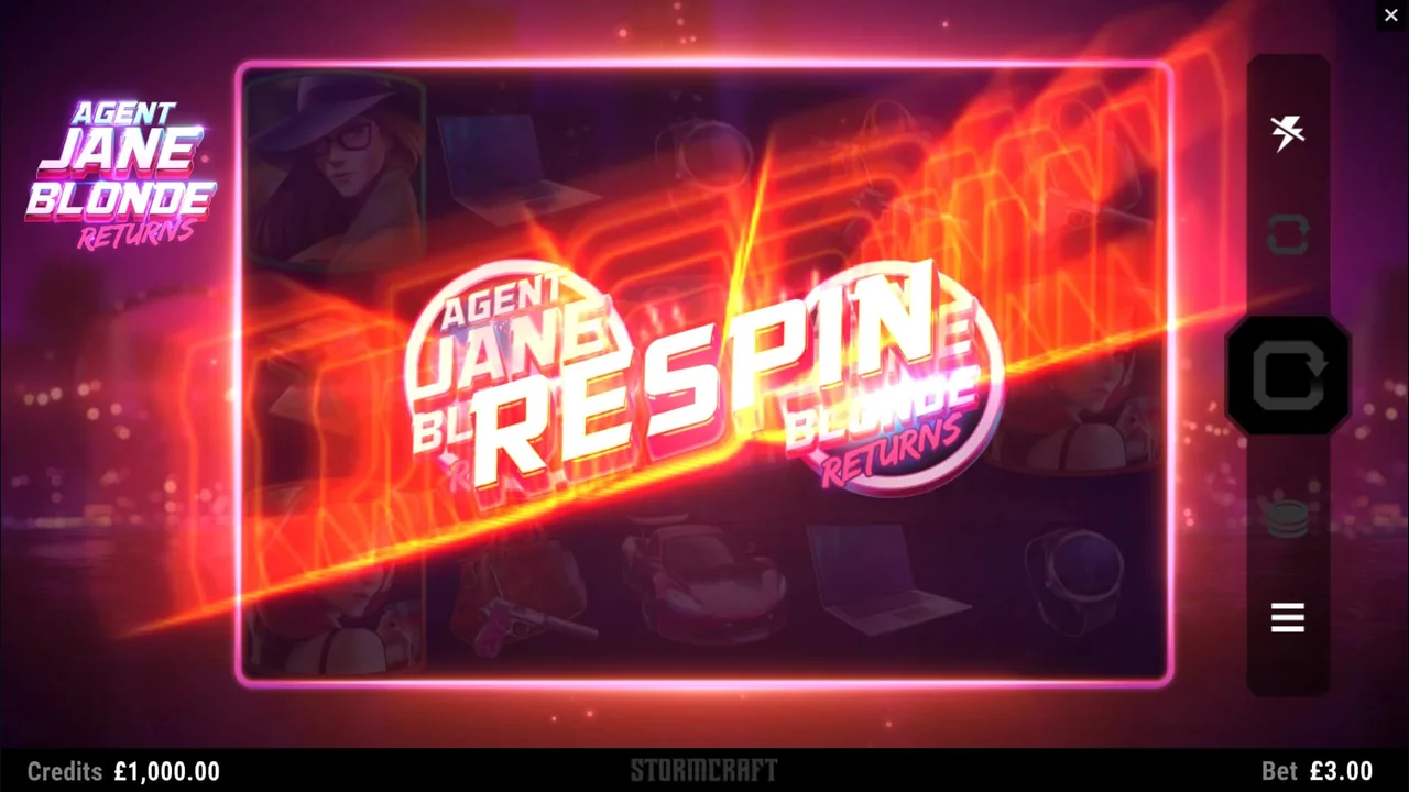 Agent Jane Blonde Returns gameplay screenshot showing the reels or game interface