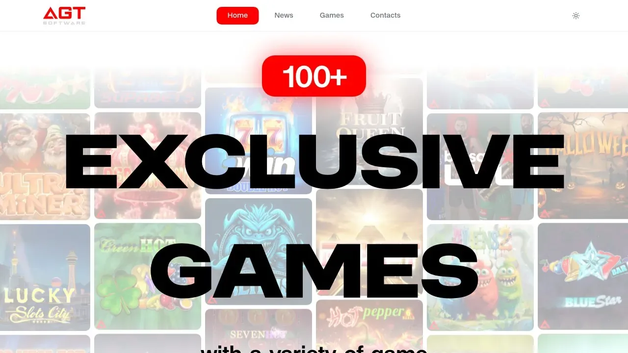 Official AGT Software website showing the provider's game range