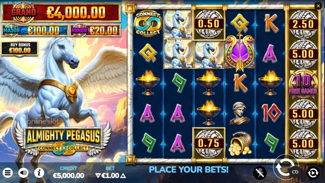 Almighty Pegasus official loaded gameplay interface with active controls visible