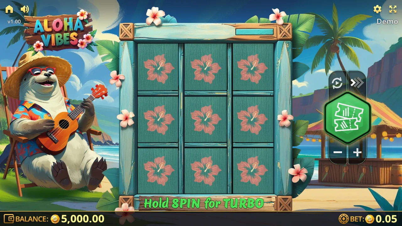 Aloha Vibes loaded gameplay interface with active controls visible
