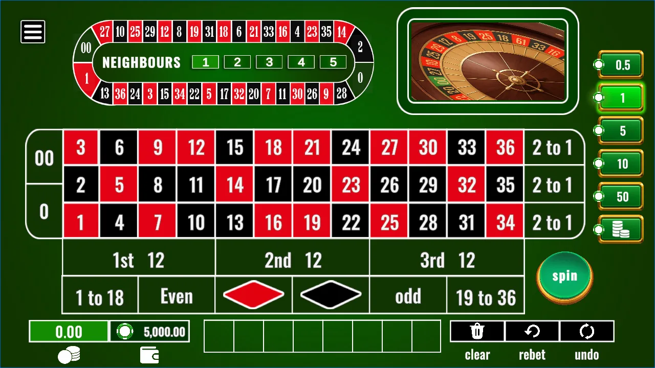 American Roulette official loaded gameplay interface with active controls visible