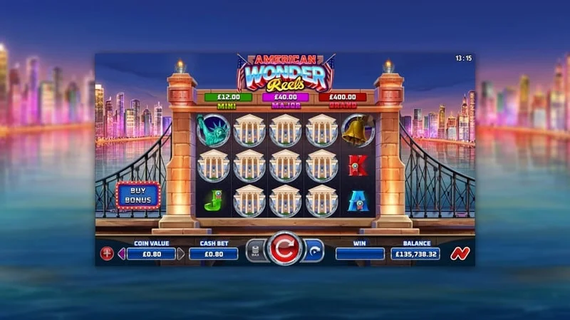 American Wonder Reels slot gameplay — American landmark themed reels