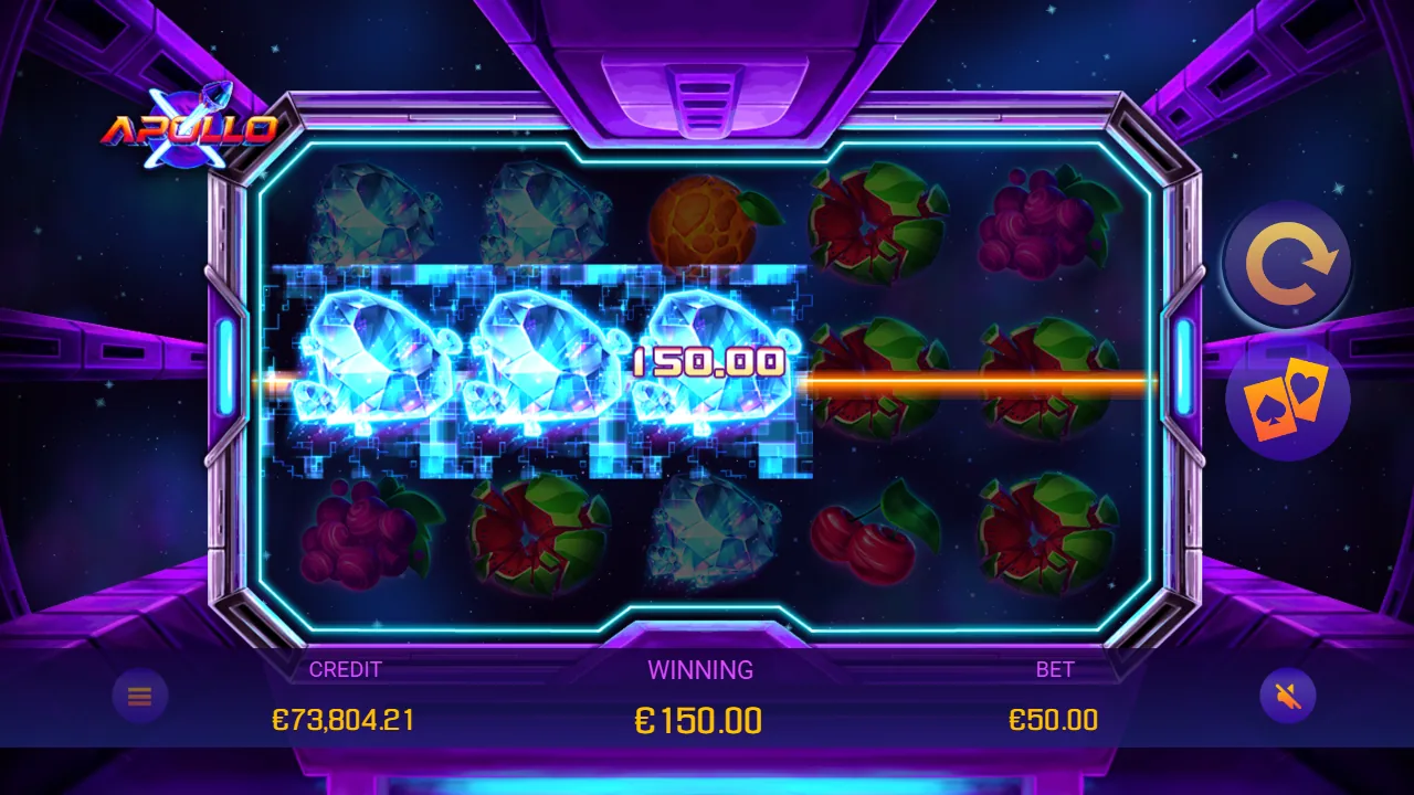 Apollo X loaded gameplay interface with the game, controls and balance visible