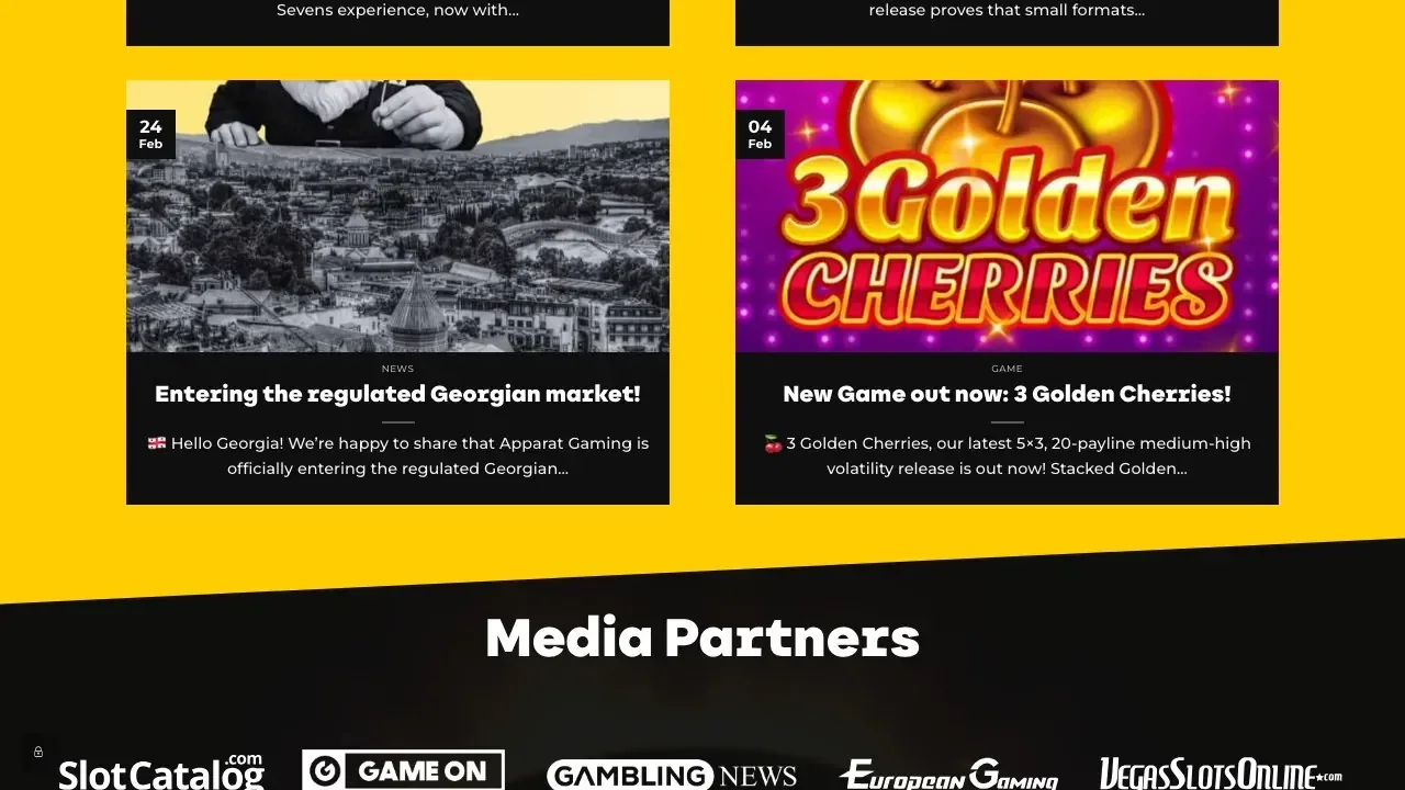 Clean capture of the official Apparat Gaming website