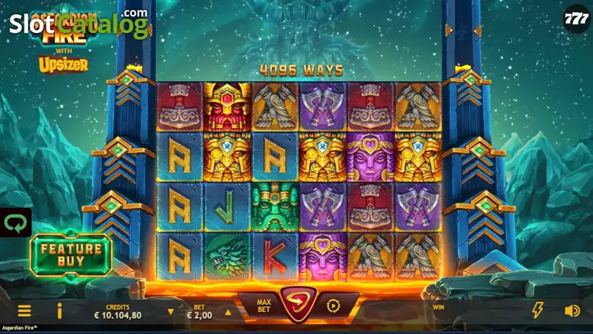 Asgardian Fire gameplay screenshot showing the reels and game interface