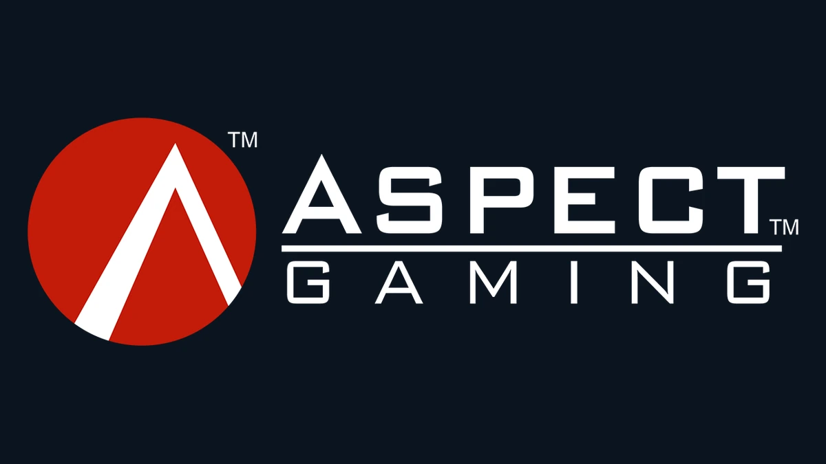 Aspect Gaming logo filling one continuous navy background