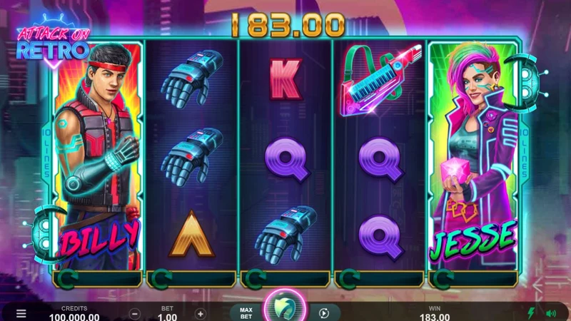 Attack on Retro slot gameplay — retro arcade themed reels