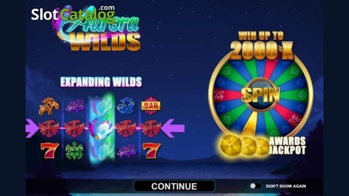 Aurora Wilds gameplay screenshot showing the reels and game interface