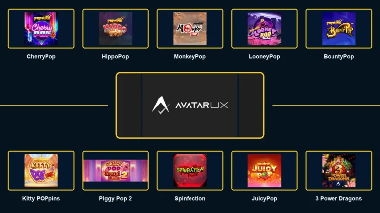 AvatarUX logo surrounded by ten featured games