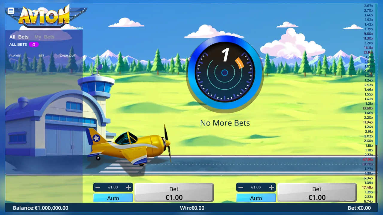 Avion loaded game interface with active controls