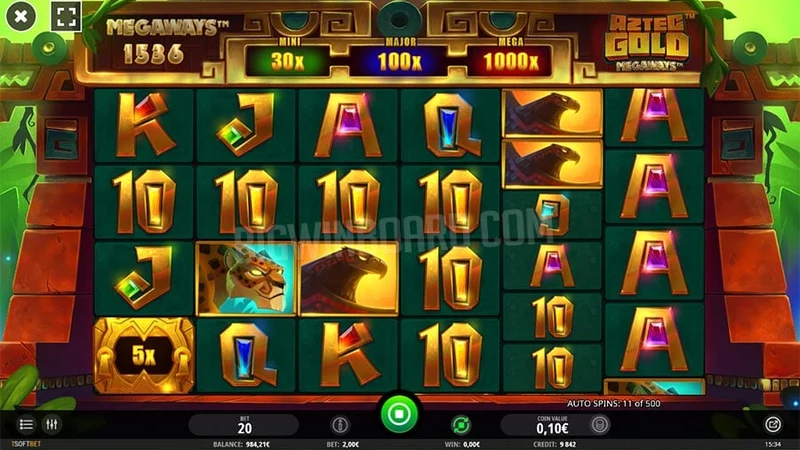 Aztec Gold Megaways slot gameplay — jungle temple reels