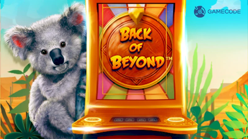 Back of Beyond slot key art — Australian outback themed with koala