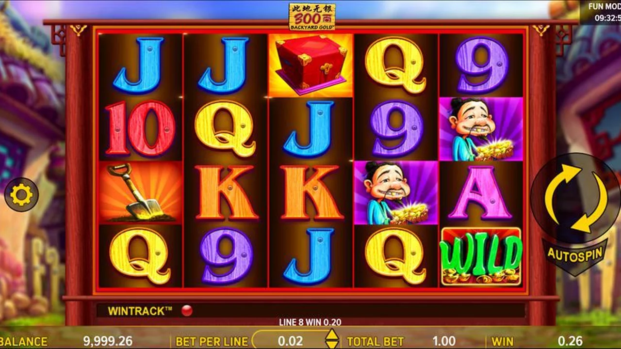 Backyard Gold loaded gameplay screen with reels and controls