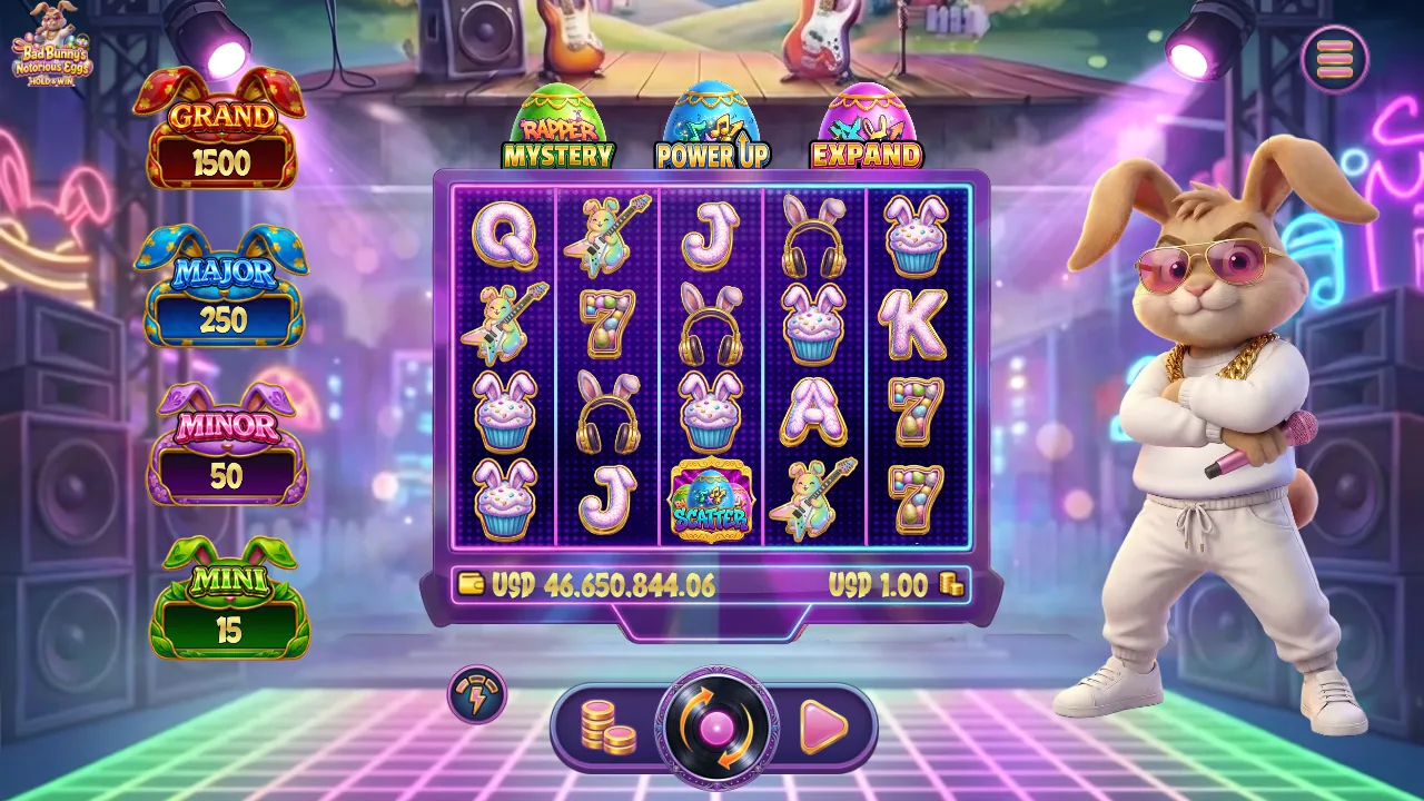 Bad Bunny's Notorious Eggs official loaded gameplay interface with active controls visible