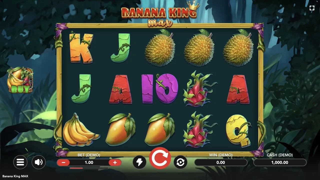 Banana King MAX genuine loaded gameplay screen with controls visible
