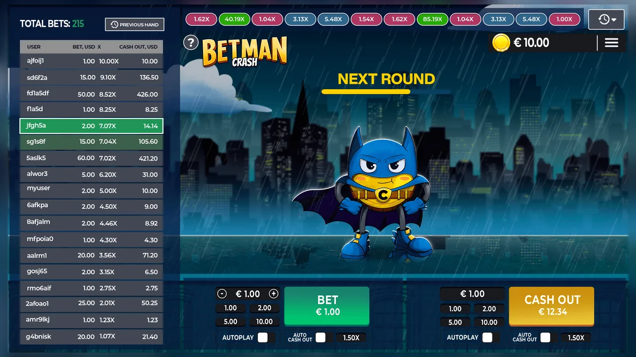 Betman Crash loaded gameplay interface with active controls