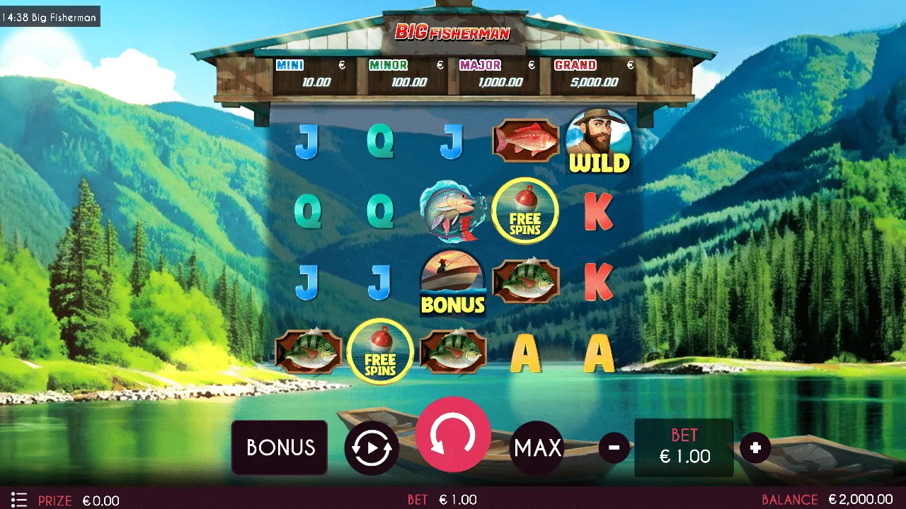 Big Fisherman loaded gameplay interface with playing area and controls visible