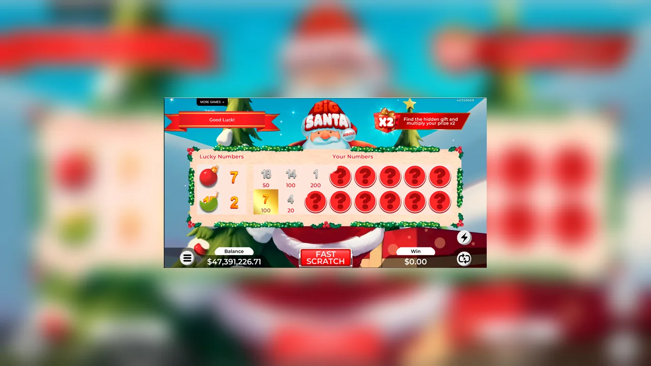 Big Santa Scratch loaded game interface with active controls