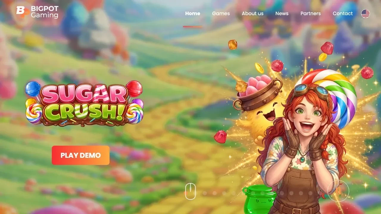Bigpot Gaming official website showing its game categories and business details