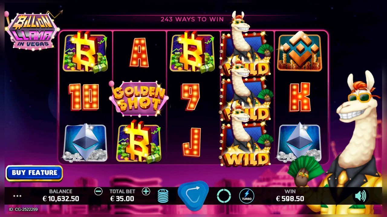 Billion Llama in Vegas loaded gameplay interface with active controls