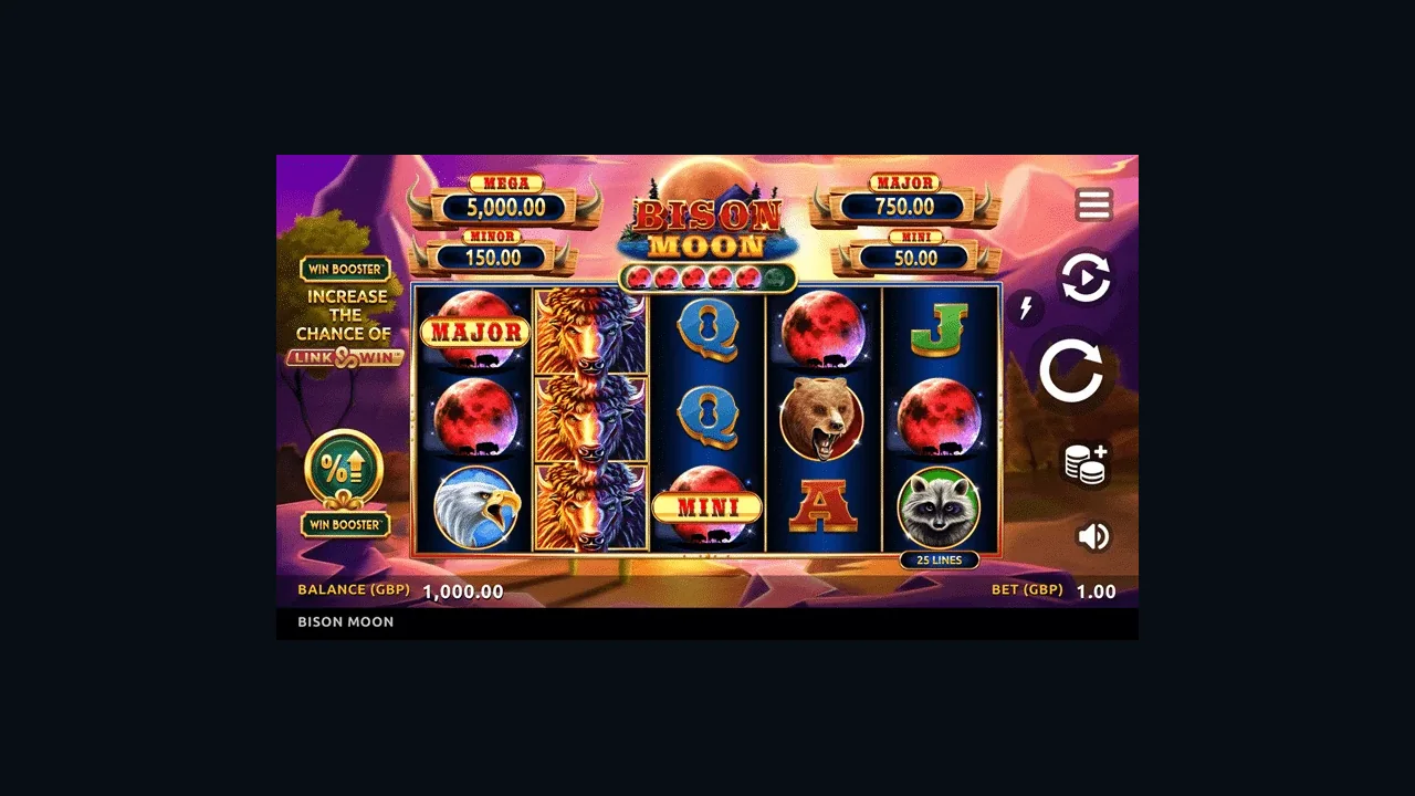 Bison Moon gameplay screenshot showing the reels or playing interface