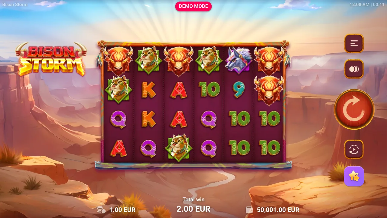 Bison Storm official loaded gameplay interface with active controls visible