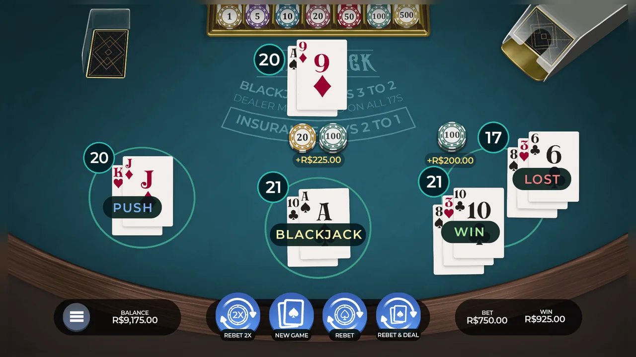 Blackjack Royale loaded gameplay interface with active controls