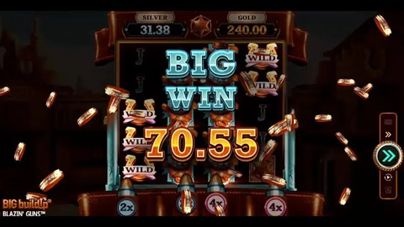 Blazin’ Guns gameplay screenshot showing the reels