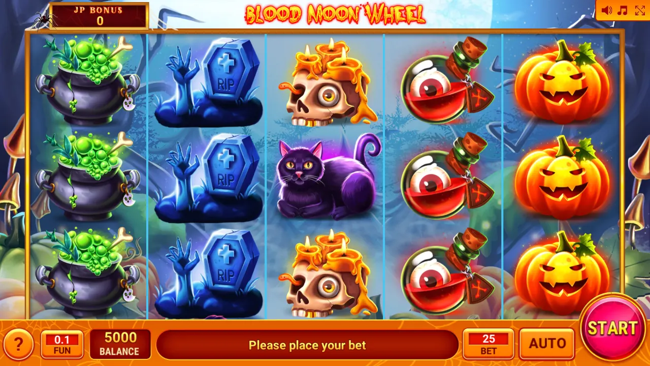 Blood Moon Wheel loaded gameplay screen showing the game interface
