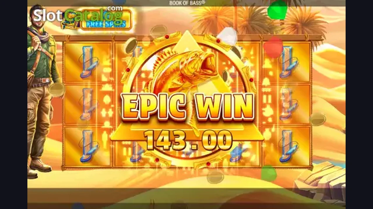 Book of Bass gameplay screenshot showing the reels and interface