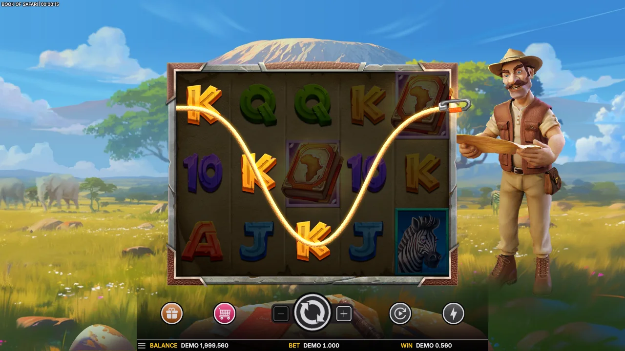 Book of Safari loaded gameplay interface with active controls visible