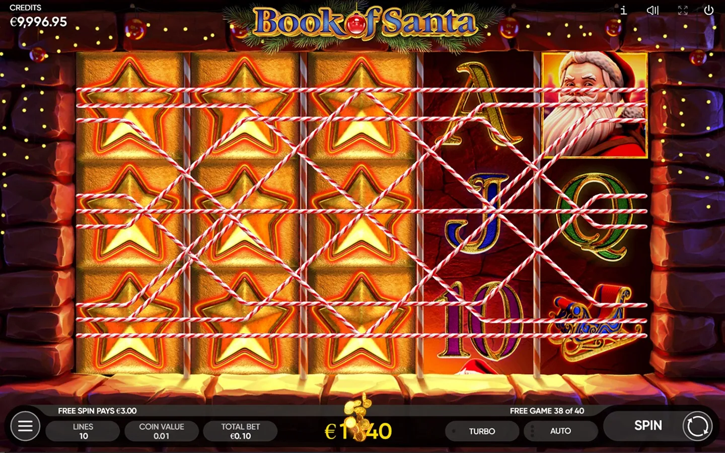Book of Santa gameplay screenshot showing the reels or game interface
